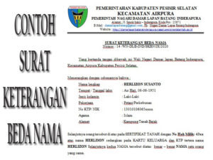 SURAT BEDA NAMA / IDENTITAS