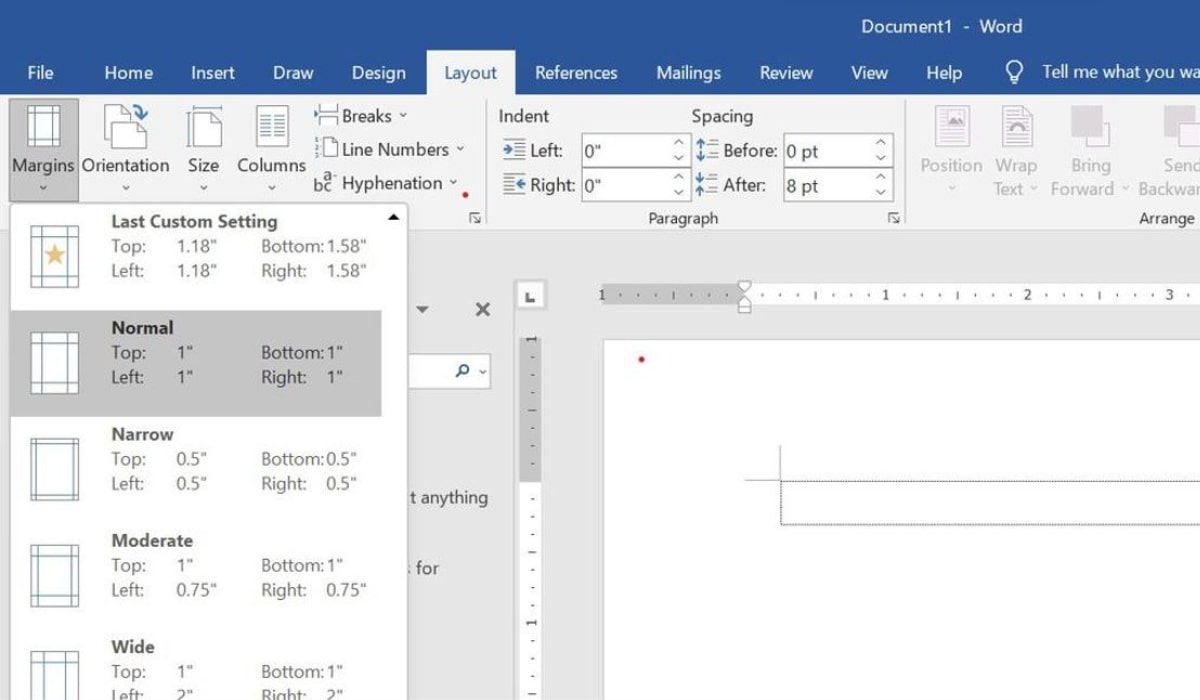 Cara mengatur margin 4433 di Word