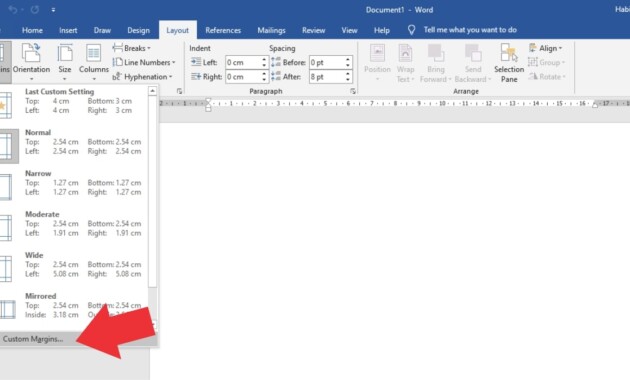 Langkah cara mengatur margin di Word ke-6