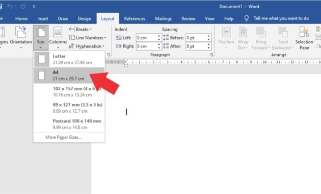 Ukuran kertas A4 di Word langkah ke-4
