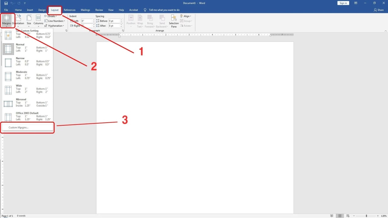 Cara mengatur margin di Word